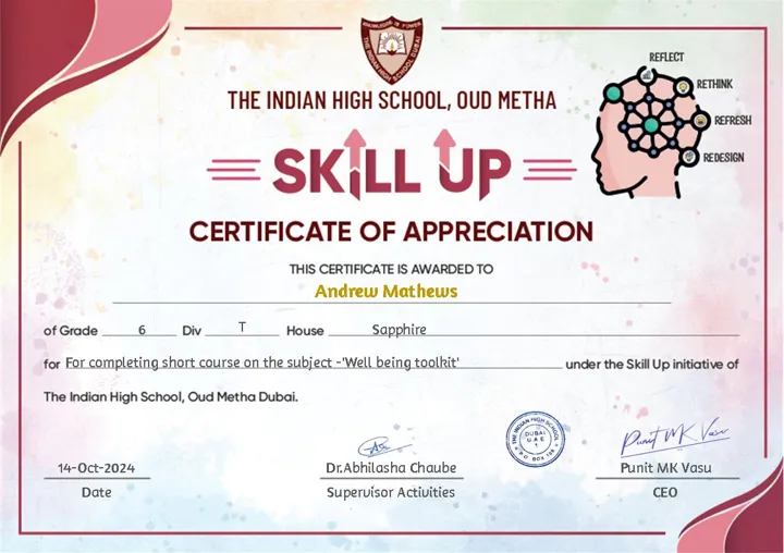 Preview of Certificate of Appreciation — Skill Up initiative