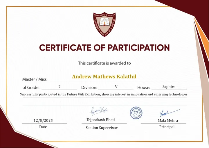 Preview of Certificate of Participation — Future UAE Exhibition