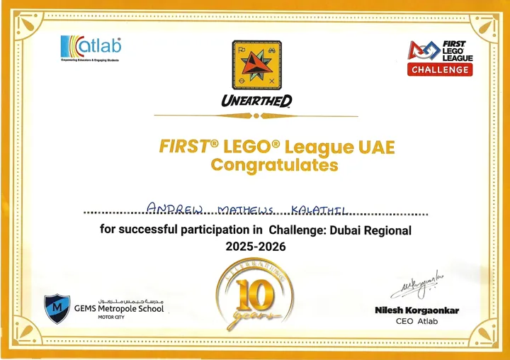 Preview of Certificate of Participation — Challenge: Dubai Regional